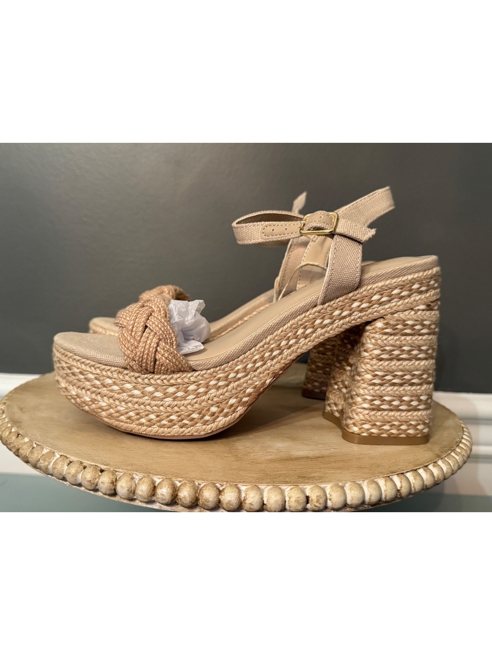 Altar'd State Braided Platform Block Heel Sandals Size 6.5